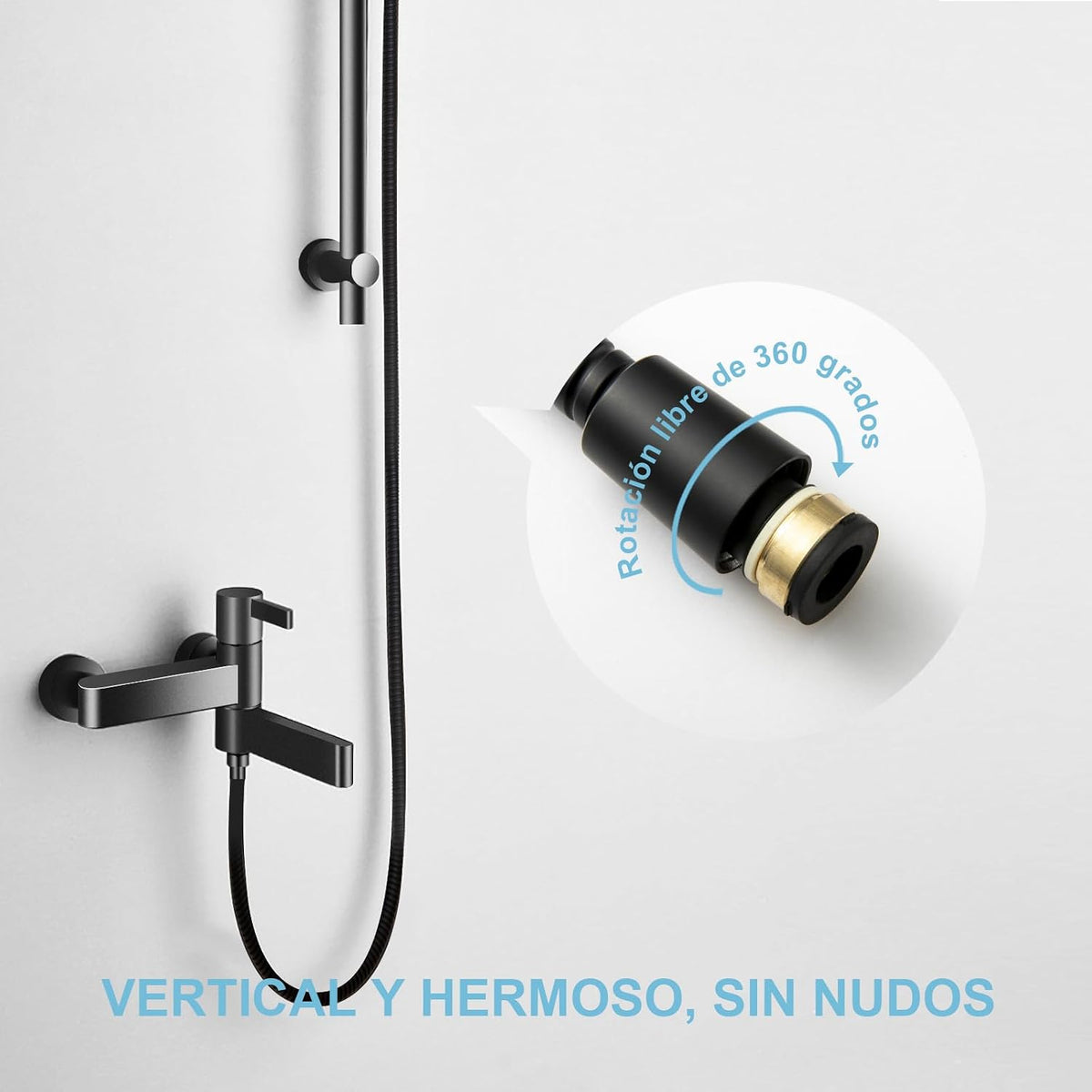 OFFO Shower Hose, Kink Free Stainless Steel Shower Hose Attachment Electroplating Handheld Shower Head Hose Flex Hoses Extension with Brass Insert & Nut for Pet Bathing Cleaning 60 in, Matte Black