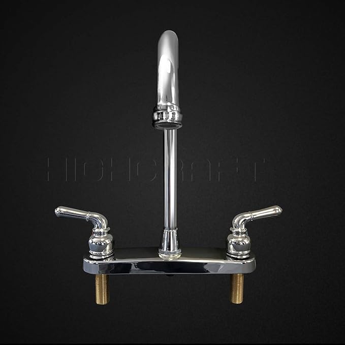Highcraft 393I9 Kitchen Faucet Without Spray, High Arc Swivel Spout Two Easy to Operate Metal Handles, Chrome Finish Lead-Free Construction 2.2 GPM Flow Rate