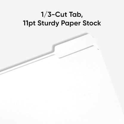 Smead Standard File Folders, 100 Count, White, 1/3-Cut Tabs, Letter Size (12843)