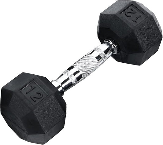 Ader Octagon Deluxe Professional Rubber Dumbbell Contoured Handle, Sold As 1 Piece (12 lbs)