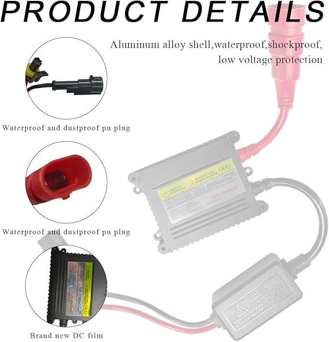 2 PCS DC 12V 35W Xenon HID Ballast, 2 x Xenon Headlight Ballast, 4000K Cool White, 6500K Bright White, Universal Fit