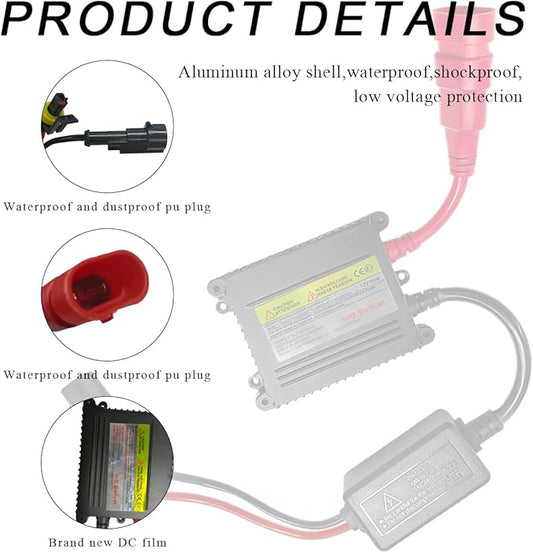 2 PCS DC 12V 35W Xenon HID Ballast, 2 x Xenon Headlight Ballast, 4000K Cool White, 6500K Bright White, Universal Fit