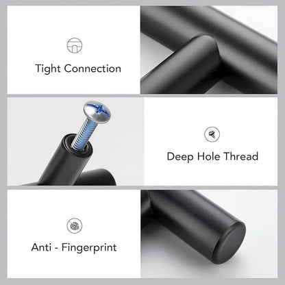Home Expert 10 Pack 4 Inch Black Cabinet Handles Matte Black Cabinet Pulls Black Dresser Drawer Pulls Stainless Steel Kitchen Cabinet Handles Matte Black 6-38 Inch Overall Length