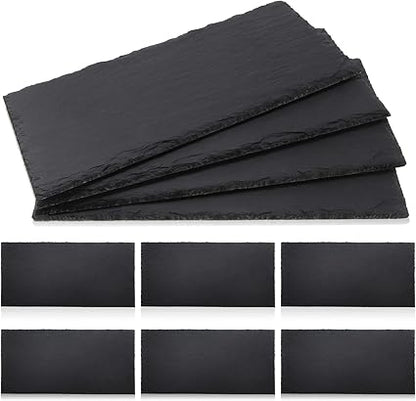 Zopeal 10 Pcs 10" x 5" Black Slate Charcuterie Boards Charcuterie Stone Plates with Natural Edge Slate Cheese Tray Serving Stone Board for Kitchen Dining Party Meat Dried Fruits Display Chalkboard