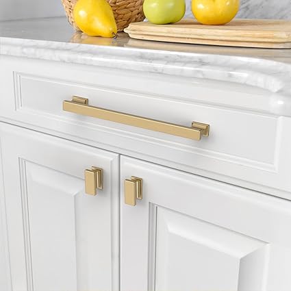 Amerdeco 6 Pack Champagne Bronze Cabinet Pulls 7 Inch Hole Center Gold Drawer Pulls Cabinet Hardware Kitchen Cabinet Handles for Bathroom Dresser Pulls ZH00013