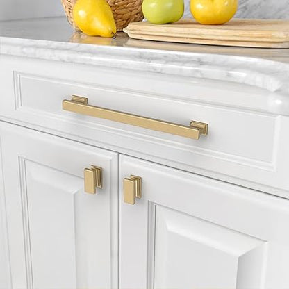 Amerdeco 6 Pack Champagne Bronze Cabinet Pulls 7 Inch Hole Center Gold Drawer Pulls Cabinet Hardware Kitchen Cabinet Handles for Bathroom Dresser Pulls ZH00013