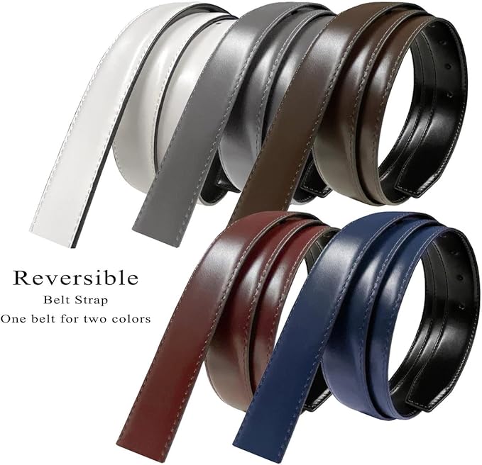 Reversible Dress Belt Strap Replacement Genuine Leather 1-18"(30mm)  1-38"(35mm) Wide
