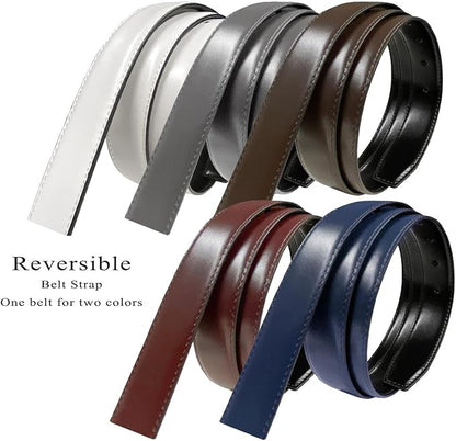 Reversible Dress Belt Strap Replacement Genuine Leather 1-18"(30mm)  1-38"(35mm) Wide