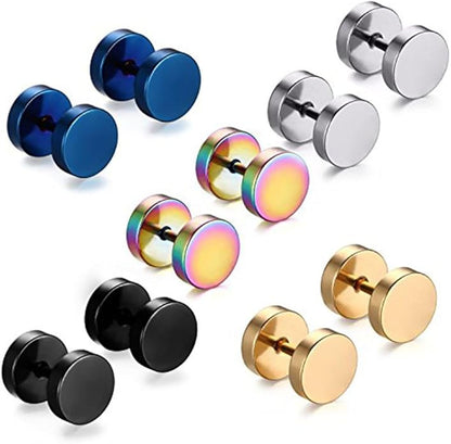Stainless Steel Mens Womens Stud Earrings Set Ear Piercing Plugs Tunnel Punk Style