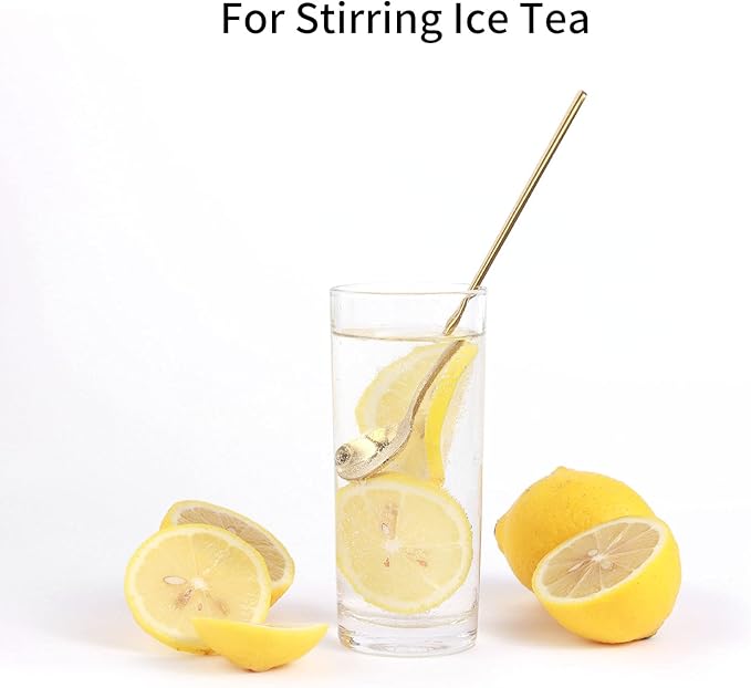 4 PCS 6.7 Inches Coffee Tea Spoons Long Handle, Gold, Ice Tea, Espresso Stainless Steel Long Spoons for Stirring