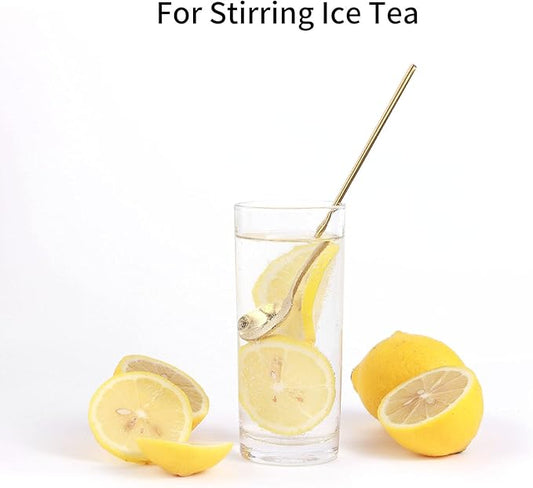 4 PCS 6.7 Inches Coffee Tea Spoons Long Handle, Gold, Ice Tea, Espresso Stainless Steel Long Spoons for Stirring