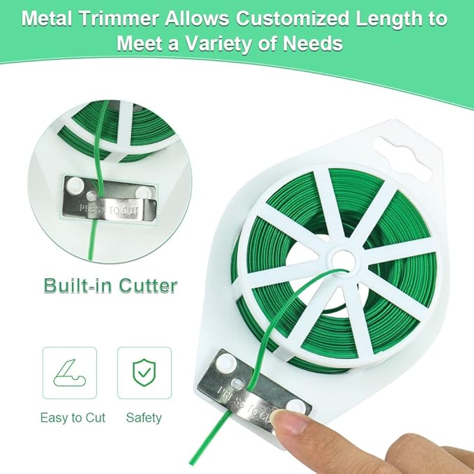 Shintop 328 Feet Garden Plant Twist Tie with Cutter for Gardening, Home, Office (Green)