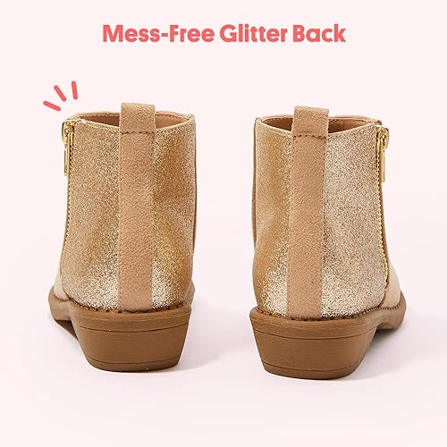 FabKids Girls Ankle Boots Short Booties Side Zipper Riding Boot Low Heels Dress Boot Shoes for Kids