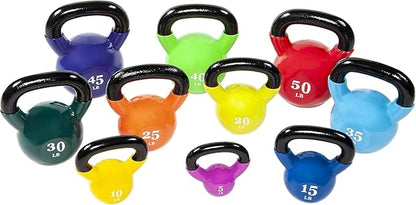 15 lb Vinyl Coated Cast Iron Kettlebell, Blue, All-Purpose Fitness Weight