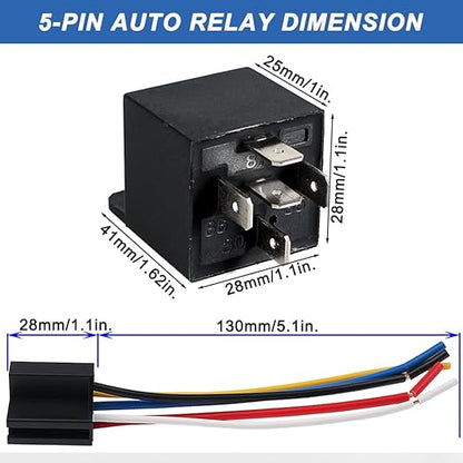 2-Pack 30/40Amp Automotive Relay with Socket Heavy Duty for Truck Car Van Motorcycle Boat Relay 5 Pin 12V DC