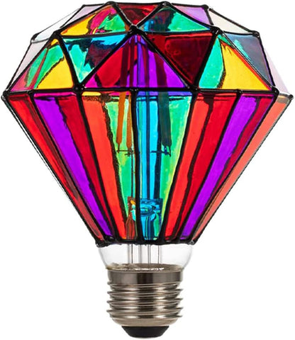 I-SHUNFA Stained Glass Edison LED Light Bulb, E26 Standard Base 6 Watts Heatless G95 Globe Shape LED Light Bulbs for Home Party, Recreation Room,Balcony,Garden,Christmas Decoration?Non-dimmable)