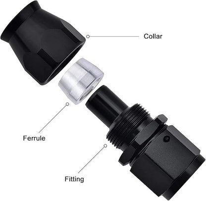 EVIL ENERGY 8AN PTFE Hose End Fitting Straight Black for PTFE Hose Only