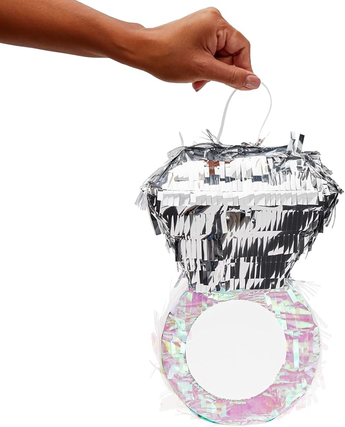 Sustainable Greetings Diamond Ring Pinata for Bridal Shower Centerpieces, Engagement Decorations, Bachelorette Party Supplies (7.2 x 7.1 x 11.0 In) - Diamond Party Decorations