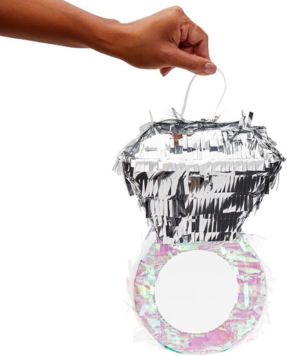 Sustainable Greetings Diamond Ring Pinata for Bridal Shower Centerpieces, Engagement Decorations, Bachelorette Party Supplies (7.2 x 7.1 x 11.0 In) - Diamond Party Decorations