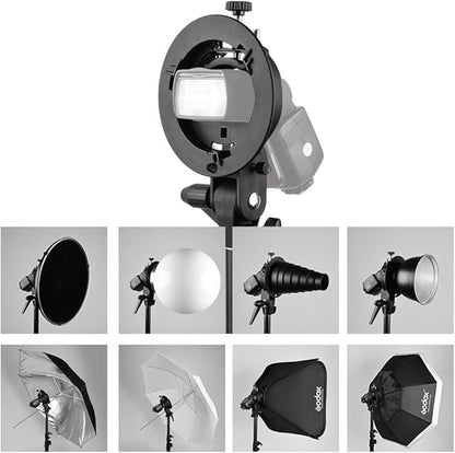 Godox S-Type Bracket Bowens S Mount Holder for Speedlite Flash Snoot Softbox Honeycomb with USB Light
