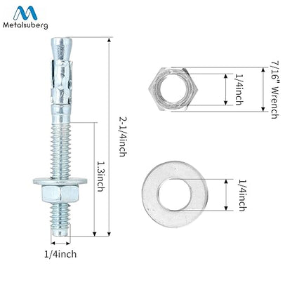 14" x2-14 Wedge Anchor by Zinced of Heavy-Duty Fastener for Cement and Concrete (20pcs Pack)