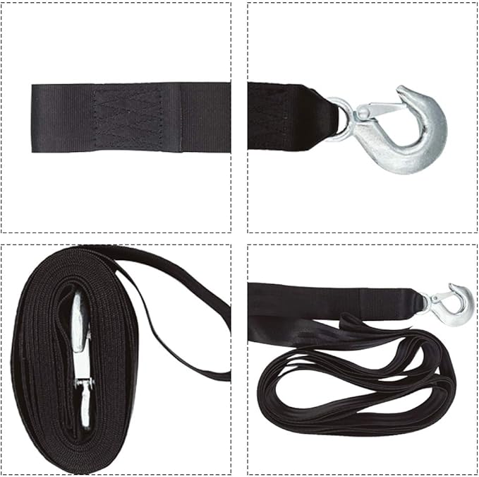 Boat Trailer Winch Strap 2" x 20' with Hook Replacement, 10000 lbs Breaking Strength, Loop End for Boats, Trailer, Wave Runner, Towing, Heavy Duty Equipment