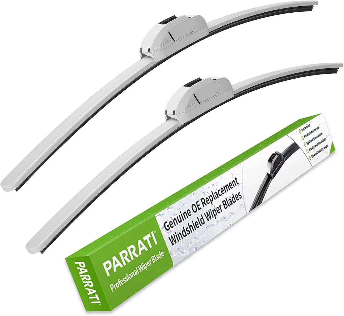 OEM QUALITY 22" + 22" PARRATI Premium All-Season White Windshield Wiper Blades (Set of 2) (Has small stains)