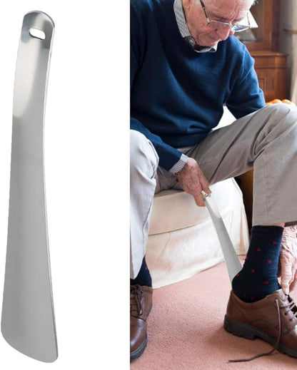 Metal Shoe Horn 11.8in, Stainless Steel Shoehorn Long Handle Shoe Horns Shoe Helper for Seniors Pregnant Woman Kids