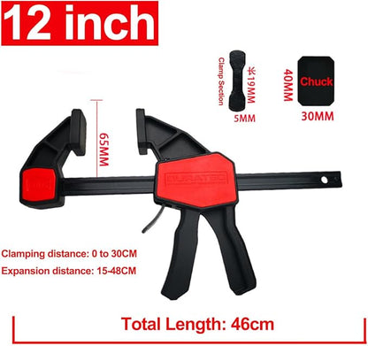 2PCS Bar Clamps For Woodworking Quick Grip Clamps Trigger Clamp Opening Reinforced Thickened Design with Quick Conversion Button (12inch)