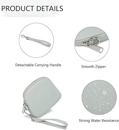 Organizer Bag Makeup Bag for Purse Travel Toiletry Pouch Zipper Pouch for Purse Small Makeup Pouch with Pockets Wristband design (gray-nylon)
