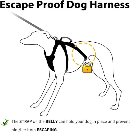 Escape Proof Dog Harness, No Pull Reflective Harness with Lift Handle, Adjustable Pet Vest with Front and Back Leash Clips for Small Medium Large Dogs Walking Hiking Training (Orange,XL)