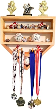 Baseball Championship Ring Display Case  Fully Customizable Baseball Ring Holder with 39 Removable Pegs  3 Shelves  Easter Gifts for Kids  Designed in The U.S.