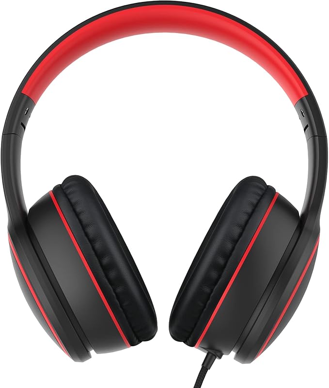 RORSOU R10 - Over-ear headphones with microphone, lightweight foldable stereo headphones with 1.5M tangle-free cable, portable wired headphones for smartphone, tablet, MP34 computer