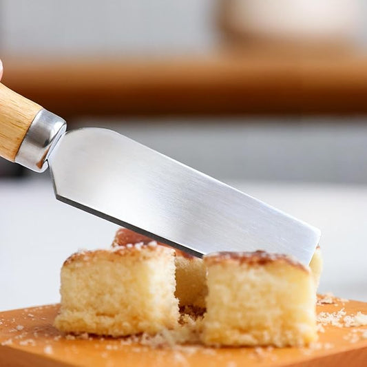 Wooden Handle Cheese Knife and Fork Butter Knife Set Small Cheesecake Knife