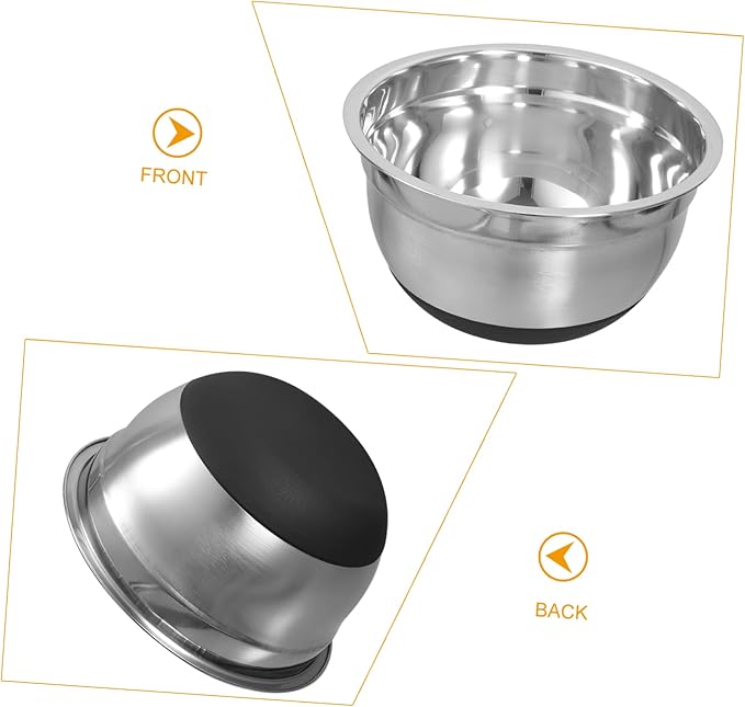 Stainless Steel Mixing Bowl with Base Non Slip Food Mixing Bowl for Cooking Baking and Kneading Dough Easy to Clean Multi Functional Kitchen Essential