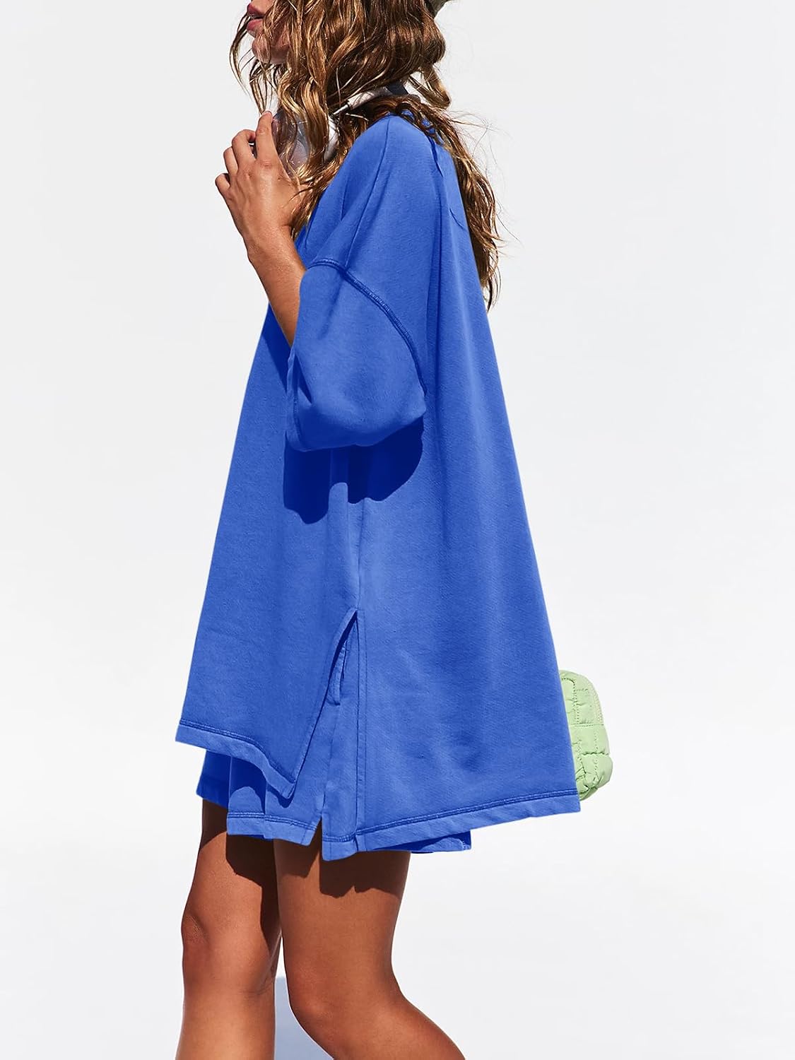 XL, Yousify Womens 2 Piece Sets Summer Outfits 2025 Lounge Set 3/4 Sleeve Oversized Tops And Elastic Waist Shorts With Pockets.