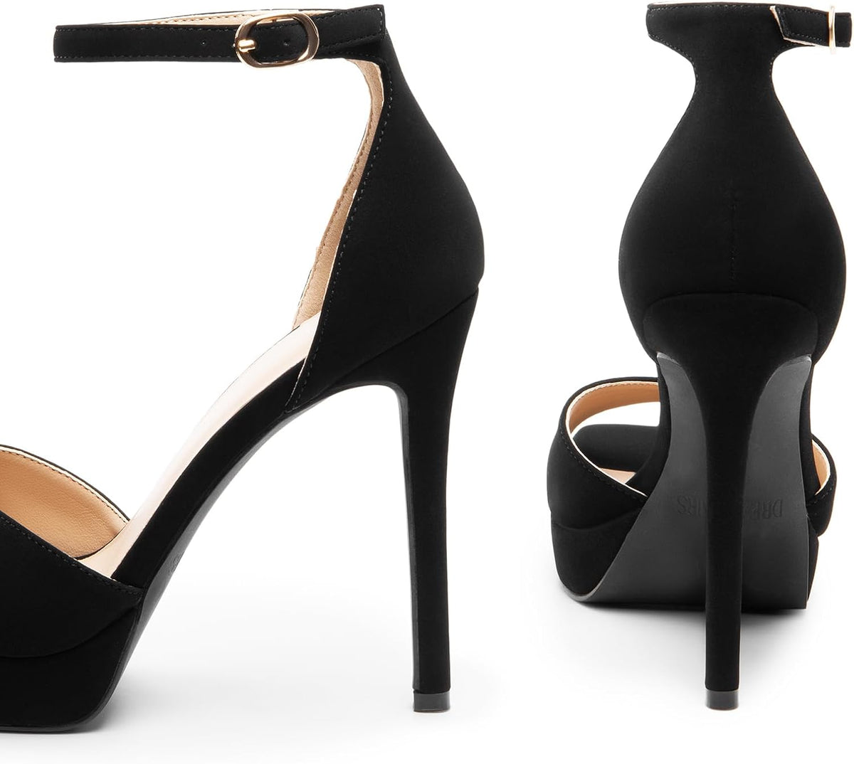 DREAM PAIRS Women's Stiletto High Heels Platform Ankle Strap Square Open Toe Dress Sexy Sandals.