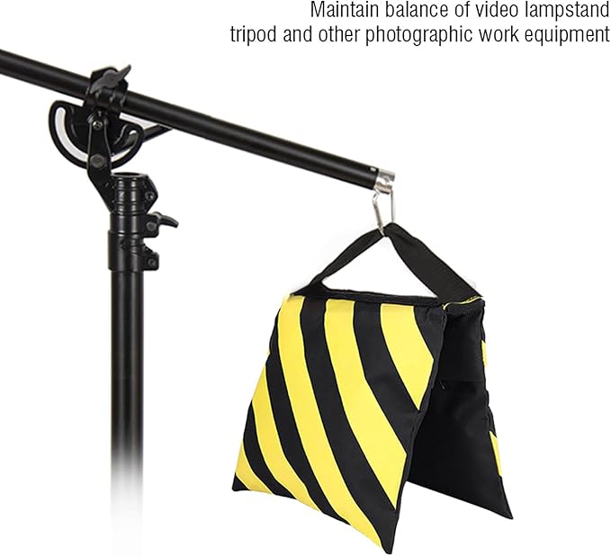 Heavy Duty Sandbag - Studio Video Sand Bag - Yellow  Black Stripes - Photography Weight Bags - for Studio Video Light Stand,Tripod