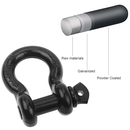 Shackles 3/4"(2 Pack) D-Ring Shackle Rugged 28.5 Ton (57,000 Lbs) Maximum Break Strength Heavy Duty Tow Shackles Perfect Shackle work with Tow Strap, Winch, Off-Road Jeep Truck Vehicle Recovery
