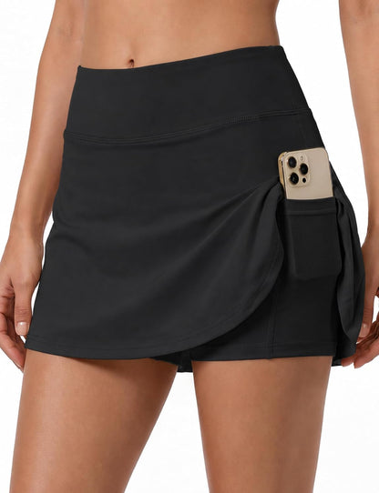 Buauty Pleated Tennis Skort with Pocket, High Waisted Golf Skirt with Built in Shorts for Pickleball Workout.