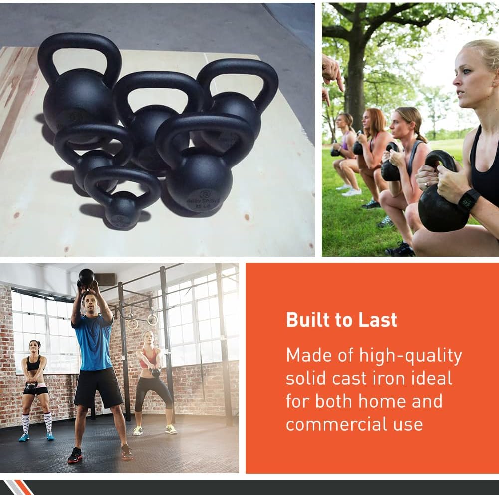 Body Sport Cast Iron Kettlebell, 15 lb. Ц At-Home Gym Equipment Ц Kettlebell Free Weights Ц Strength & Core Training Equipment Ц Cast Iron Resistance Workout Gear
