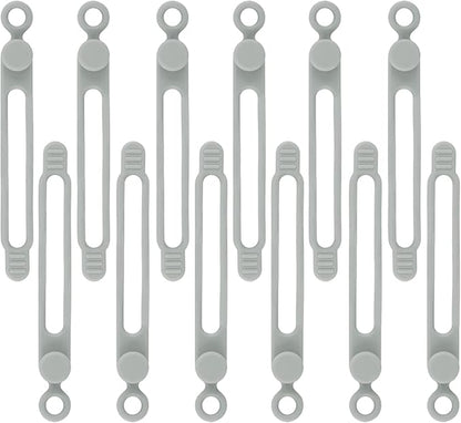 12Pcs Grey Silicone Cable Ties, Grey Cord Strap, Silicone Cable Straps, Rubber Cable Ties, Charger Computer Headphone Mouse Cord Ties for Office Home Kitchen School Travel Organization
