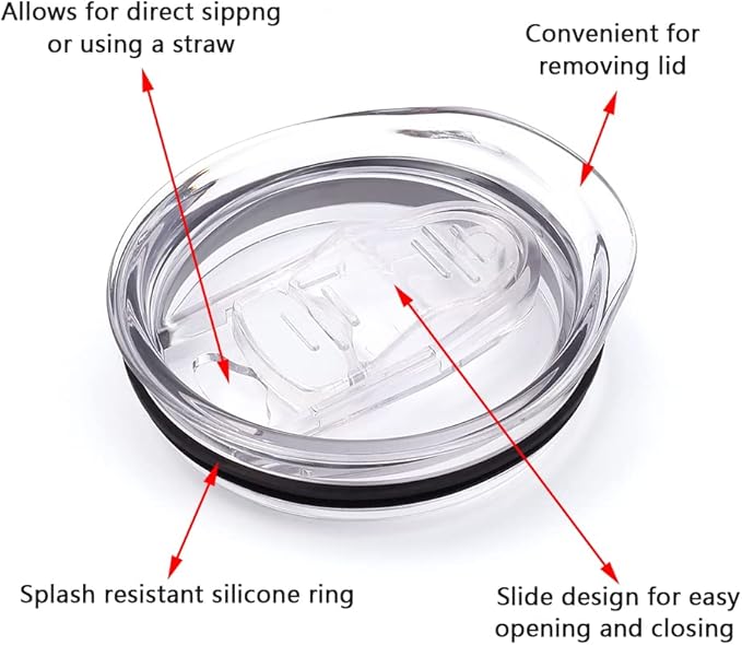 20oz Skinny Tumbler Replacement Lids 3 Pack,2.75in Cup Mouth Compatible with YETI Rambler and More Tumbler Cups,Spill Proof Splash Resistant Silicone Sliding Covers.
