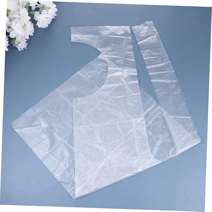 HOMSFOU 100pcs Disposable Plastic Apron for Kids Cooking Apron Waterproof Toddler Paint Smock Easy to Clean