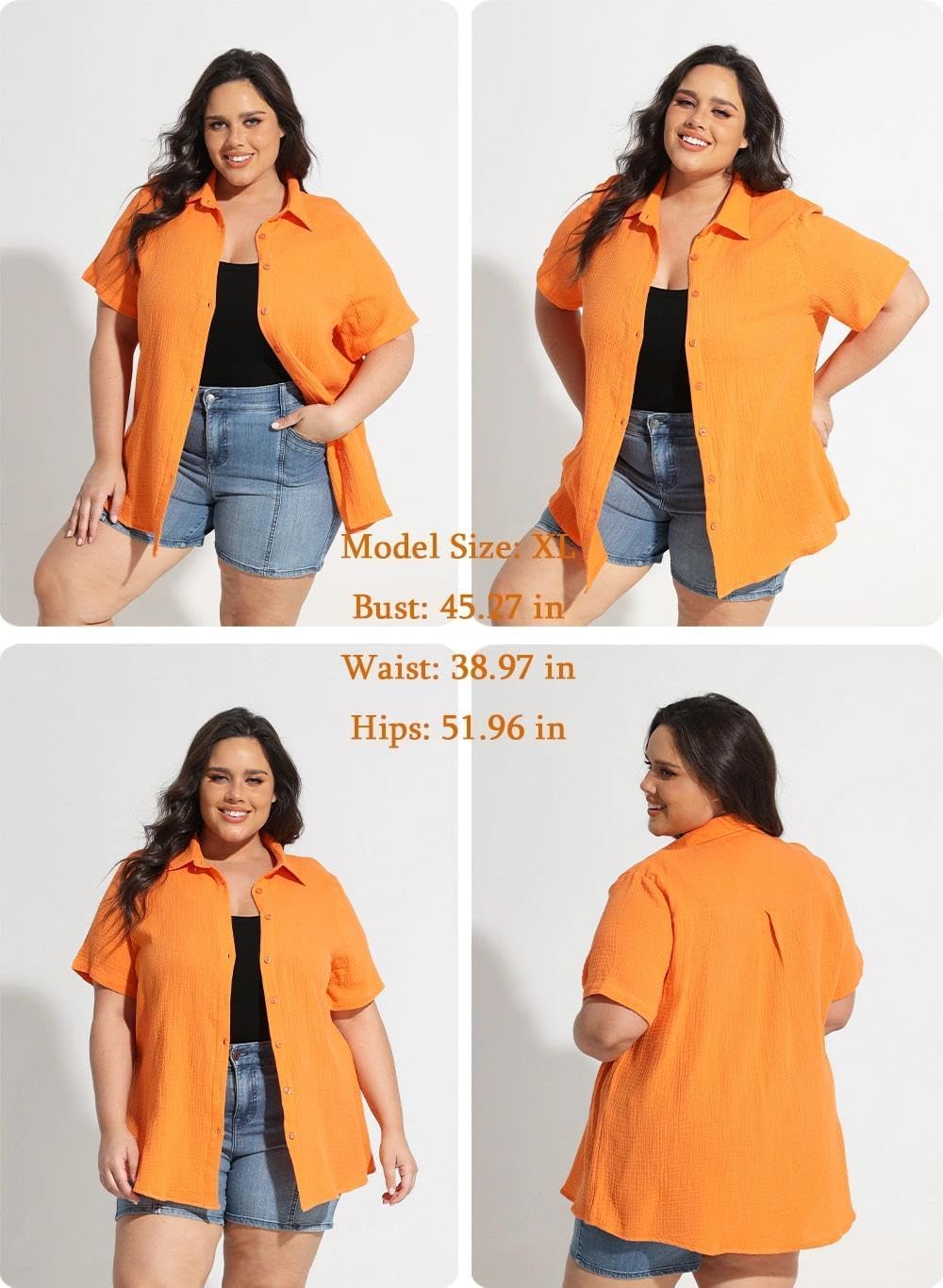 TIYOMI Plus Size Short Sleeve Button Down Shirts for Women Summer Tops Casual Blouses XL-5XL