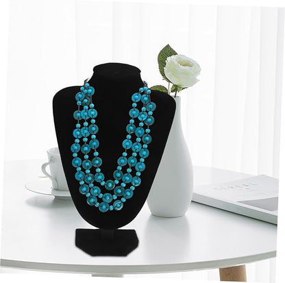 Zerodeko Versatile Jewelry Organizer Suede Bust Display Stand for Necklaces Black 22x15cm