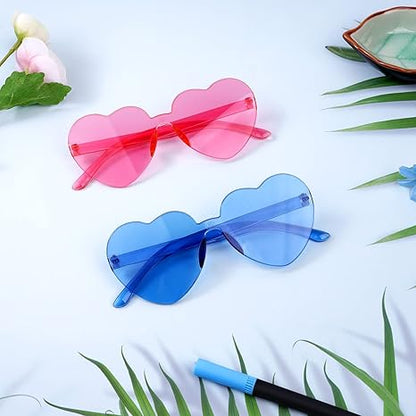 Heart Shaped Sunglasses for Women, Transparent Candy Rimless Sunglasses, Fashion Heart Shaped Glasses for Party Favor