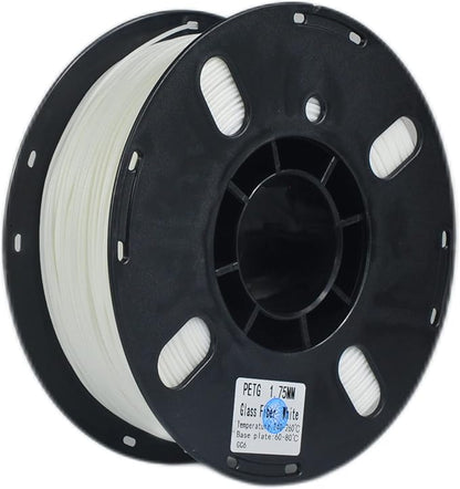 RANKI Glass Fiber Petg Filament 1.75mm 1KG, Outdoor Use Tough Glass Fiber PETG 3D Printer Filament, High Temperature Resistance, 1 KG Spool, (White)