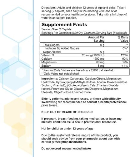 Citracal Slow Release 1200, 1200 mg Calcium Citrate with Vitamin D (1000 IU), Vitamin D3, Bone Health Support, Calcium Supplement for Ages 12, 80 Count