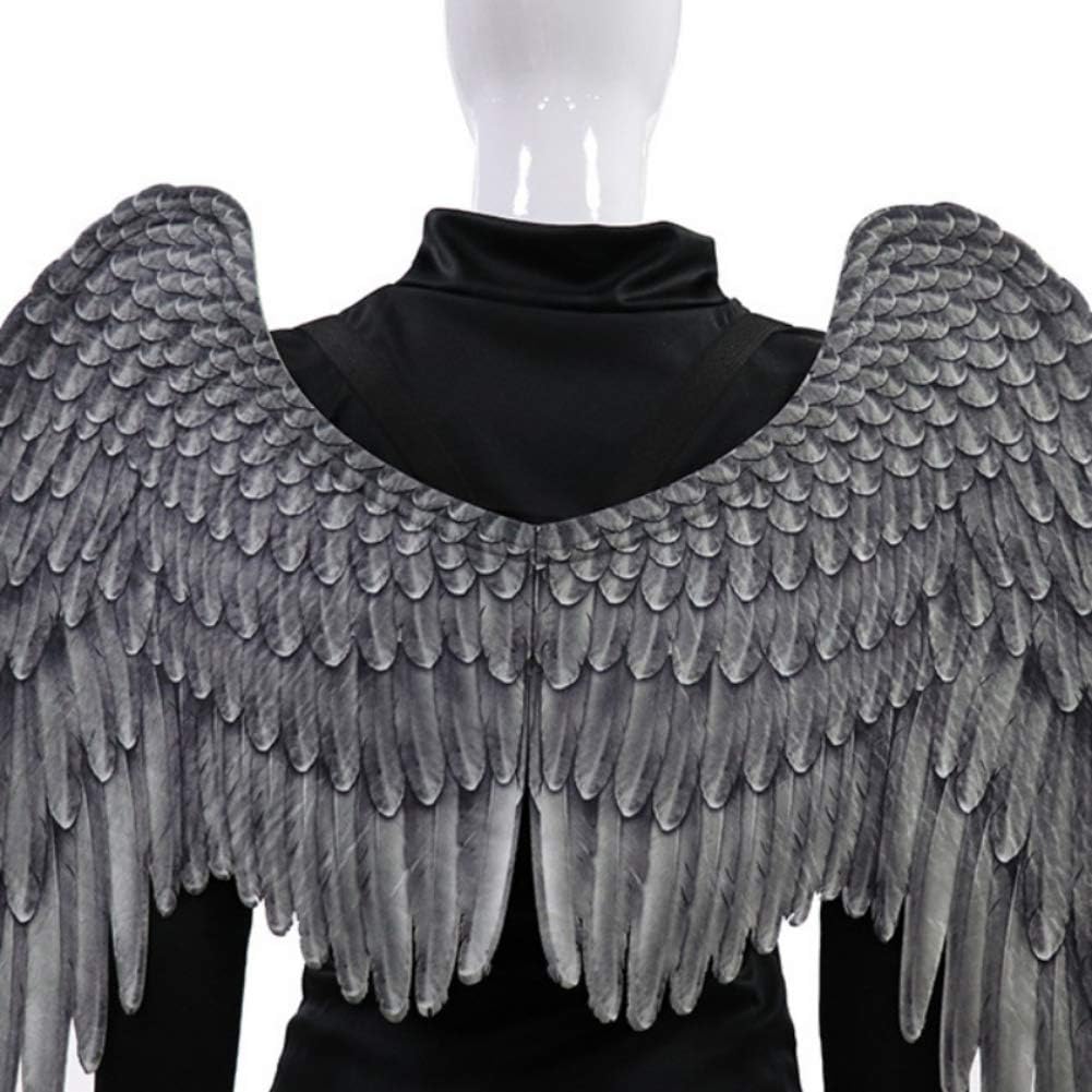 Ochine Angel Wings Costume Halloween Party Cosplay Accessories Black White Feather Wing for Men Women